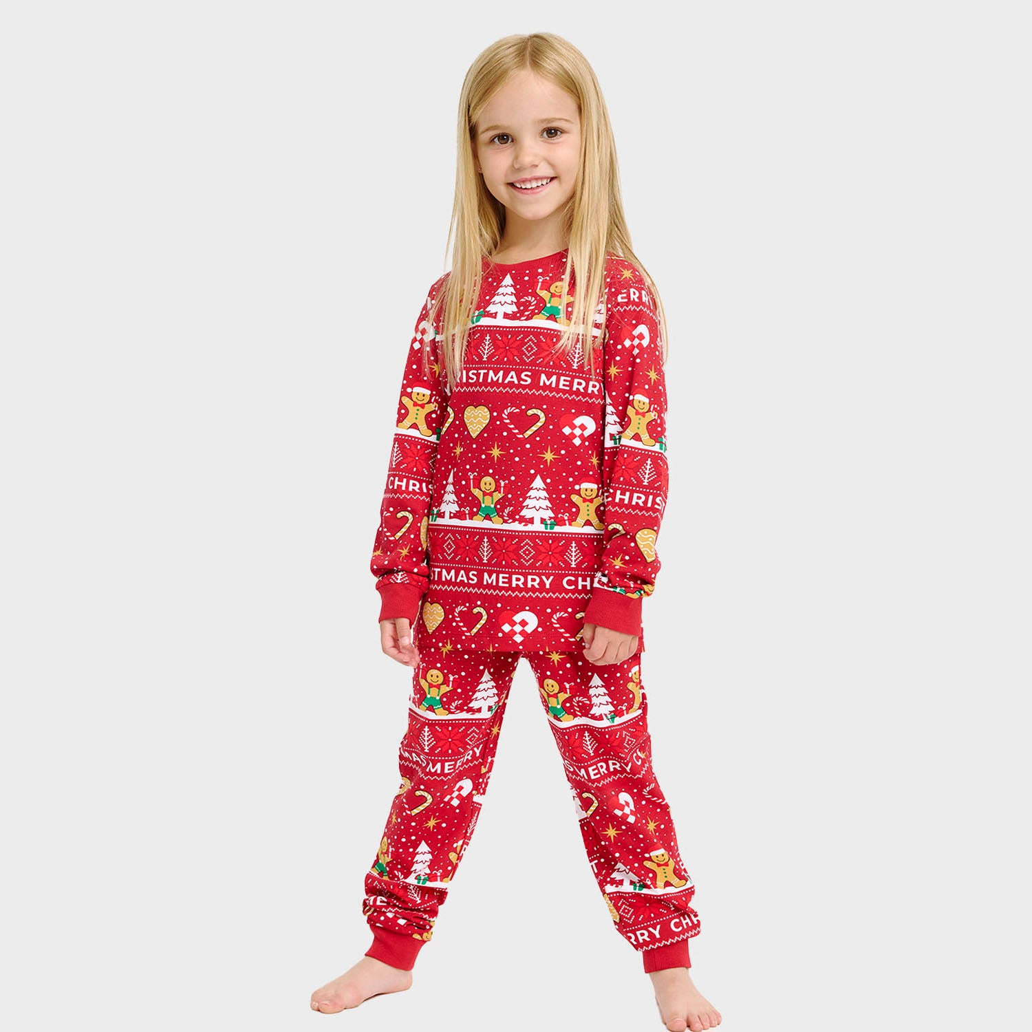 Christmas Cookie julepyjamas rød - Barn.